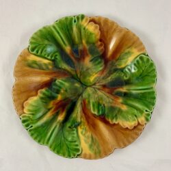 Clairfontaine French Majolica Ochre & Green Leaf Plate